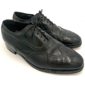 Vintage Florsheim Shoe Mens 9EEE Black  Longwing Blucher Wingtip Brogues #637128